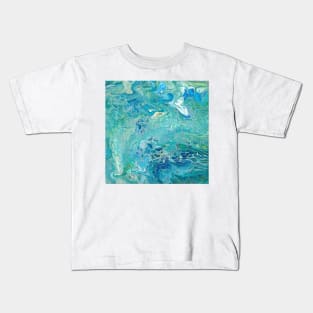 Paint pour marbled turquoise blues Kids T-Shirt